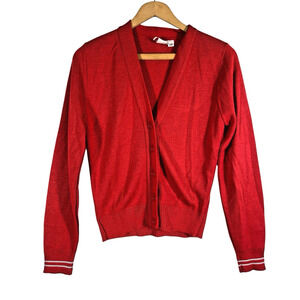 Vintage American Airlines Cardigan Sweater Size XS Womens Red Button Up 70s 80s